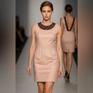 Bebesh Embellished Pink Dress TAM 42 (US M/L) Beaded Neck & Deep V Back